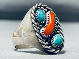 Exceptional Vintage Native American Navajo Turquoise Sterling Silver Ring-Nativo Arts