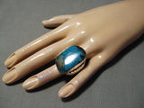Magnificent Vintage Native American Navajo Old Kingman Turquoise Sterling Silver Ring-Nativo Arts