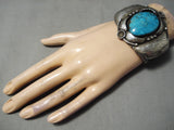 Vivid Museum Vintage Native American Navajo Carico Lake Turquoise Sterling Silver Bracelet Old-Nativo Arts