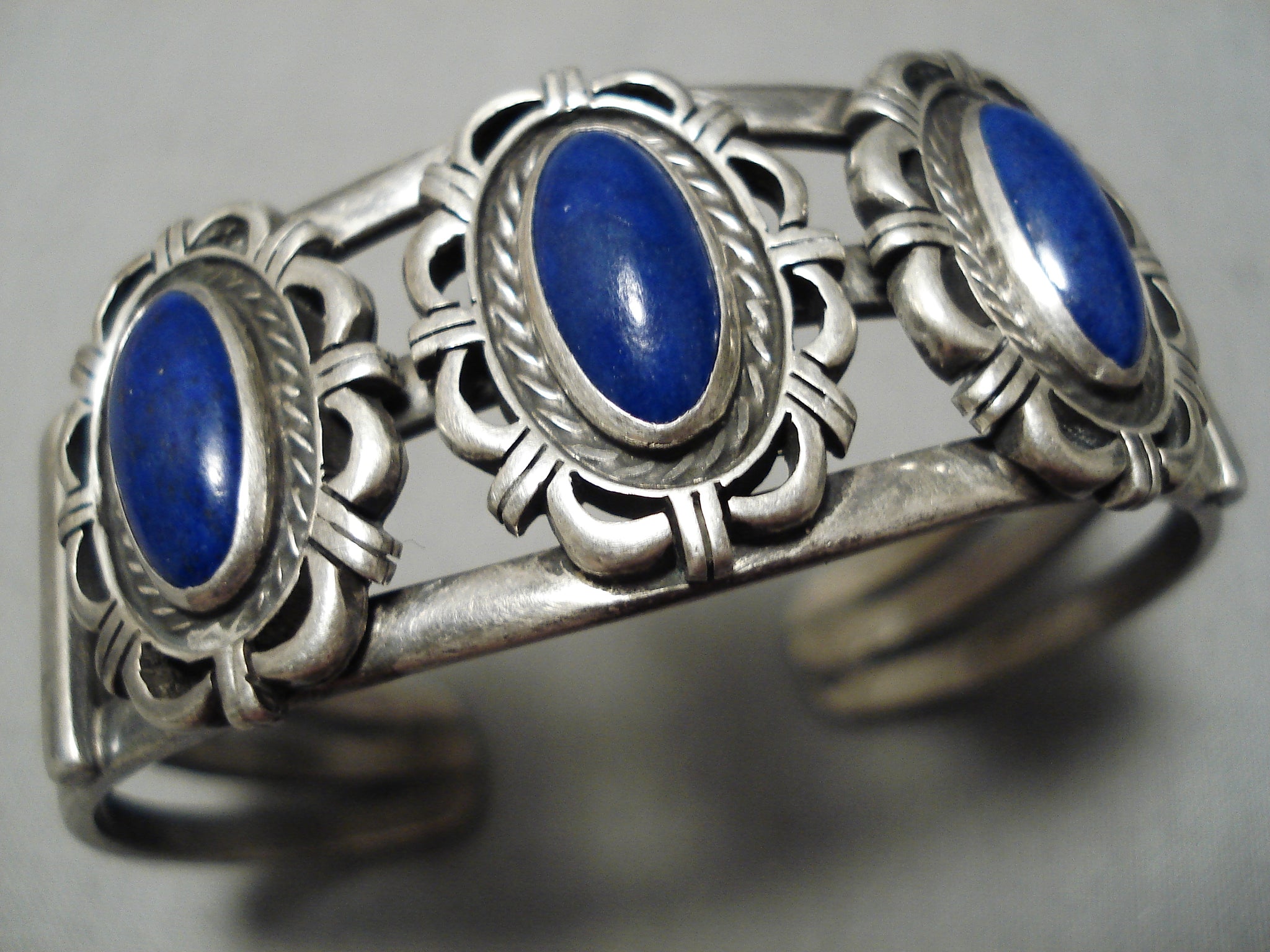 Sterling Silver & Dark Blue Lapis Lazuli Link Bracelet - Yourgreatfinds