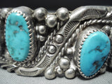 Signed Vintage Native American Navajo Morenci Turquoise Sterling Silver Bracelet-Nativo Arts
