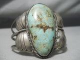 Opulent Vintage Native American Navajo Royston Turquoise Flank Sterling Silver Bracelet Old-Nativo Arts
