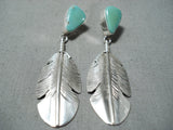 Dynamic Navajo Royston Turquoise Sterling Silver Earrings Native American-Nativo Arts