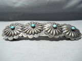 Amazing Native American Navajo Sleeping Beauty Turquoise Sterling Silver Barrette-Nativo Arts