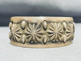 Phenomenal Vintage Native American Navajo Sterling Silver Stamp Nora Bill Bracelet-Nativo Arts