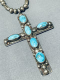 Newsworthy Vintage Native American Zuni Turquoise Sterling Silver Cross Necklace-Nativo Arts