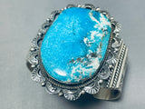 Huge Vintage Native American Navajo Gilbert Turquoise Sterling Silver Bracelet-Nativo Arts
