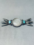 Astounding Vintage Native American Navajo Turquoise & Silver Dollar Sterling Silver Pin-Nativo Arts