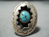 Amazing Vintage Native American Navajo Pillow Sterling Silver Turquoise Ring-Nativo Arts