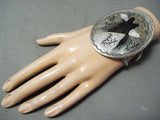 Biggest Best Vintage Native American Navajo Flying Eagle Sterling Silver Bracelet Cuff-Nativo Arts