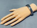 Tommy Joe Vintage Signed Native American Navajo Sterling Silver Storyteller Bracelet-Nativo Arts