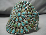 Colossal Native American Navajo Royston Turquoise Teardrop Sterling Silver Bracelet Cuff-Nativo Arts