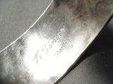 Authentic Vintage Native American Navajo Thomas Singer Sterling Silver Gold Bracelet Old-Nativo Arts