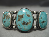 Museum Vintage Native American Navajo Landoll Benally Turquoise Sterling Silver Bracelet Old-Nativo Arts