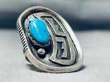 Unique Vintage Native American Navajo Hopi Turquoise Sterling Silver Ring Signed-Nativo Arts