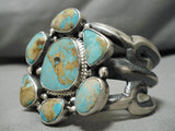 One Of Biggest Vintage Native American Navajo #8 Turquoise Sterling Silver Chunk Bracelet-Nativo Arts