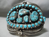 Best Vintage Native American Navajo Snake Eyes Turquoise Sterling Silver Leaf Bracelet Old-Nativo Arts