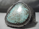 One Of Biggest Best Vintage Native American Navajo Green Turquoise Sterling Silver Bracelet-Nativo Arts