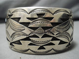 Exquisite Vintage Native American Navajo Rug Design Sterling Silver Bracelet Cuff-Nativo Arts