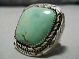 Magnificent Vintage Native American Navajo Huge Green Turquoise Sterling Silver Ring-Nativo Arts