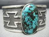 Signed Heavy Native American Spiderweb Turquoise Sterling Silver Bracelet-Nativo Arts
