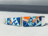 Best Vintage Native American Navajo Ricky Tolino Turquoise Inlay Sterling Silver Bracelet-Nativo Arts