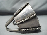 Native American Biggest Crazy Heavy Vintage Navajo Sterling Silver Bird Inlay Bracelet Old-Nativo Arts