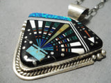 So Intricate!! Vintage Native American Navajo Turquoise Kachina Sterling Silver Necklace-Nativo Arts
