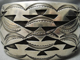 Exquisite Vintage Native American Navajo Rug Design Sterling Silver Bracelet Cuff-Nativo Arts