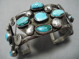Rare Domed Turquoise Vintage Native American Navajo Sterling Silver Bracelet Old Cuff-Nativo Arts