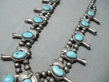 Stunning Vintage Native American Zuni Kingman Turquoise Sterling Silver Squash Necklace-Nativo Arts
