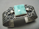 One Of The Best Vintage Native American Navajo Coiled Cuff Sterling Silver Turquoise Bracelet-Nativo Arts
