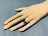 Early 1900's Vintage Zuni Green Turquoise Sterling Silver Needle Ring-Nativo Arts
