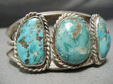 Outstanding Vintage Native American Navajo Pilot Mountain Turquoise Sterling Silver Bracelet-Nativo Arts
