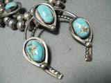 Hogan Women's Vintage Native American Navajo Turquoise Sterling Silver Squash Blossom Necklace-Nativo Arts