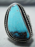 Tremendous Vintage Native American Navajo Candelaria Turquoise Sterling Silver Ring-Nativo Arts