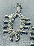Extremely Unique Vintage Native American Navajo Sterling Silver Squash Blossom Earrings-Nativo Arts