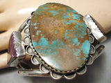 One Of Best Vintage Native American Navajo Royston Turquoise Sterling Silver Oyster Bracelet-Nativo Arts