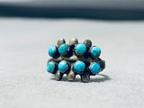 Super Old Vintage Native American Navajo 8 Turquoise Sterling Silver Ring-Nativo Arts