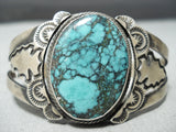 Mesmerizing Vintage Native American Navajo Deep Spider Turquoise Sterling Silver Bracelet-Nativo Arts