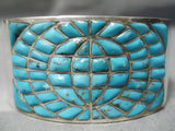 One Of The Best Vintage Native American Navajo Blue Diamond Turquoise Sterling Silver Bracelet-Nativo Arts