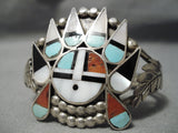 Superior Vintage Zuni Native American Kachina Turquoise Sterling Silver Bracelet-Nativo Arts