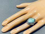 Rare Vintage Native American Navajo Carico Lake Turquoise Sterling Silver Ring Old-Nativo Arts
