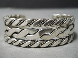 Coil Genius Native American Navajo Sterling Silver Hand Woven Bracelet Havy Cuff-Nativo Arts
