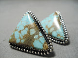 Fabulous Vintage Native American Navajo #8 Turquoise Mine Sterling Silver Earrings Old-Nativo Arts