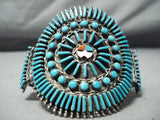 One Of The Most Unique Vintage Navajo/ Zuni Turquoise Sterling Silver Bracelet-Nativo Arts