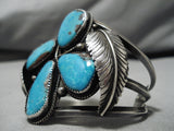 Quality Vintage Native American Navajo Red Mountain Turquoise Sterling Silver Bracelet Old-Nativo Arts