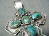 Remarkable Vintage Native American Navajo Damale Turquoise Sterling Silver Pendant Old-Nativo Arts
