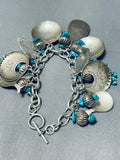 Absolutely Incredible Vintage Native American Navajo Turquoise Sterling Silver Charm Bracelet-Nativo Arts