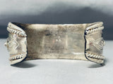Large Wrist Gaspeite Vintage Native American Navajo Sterling Silver Bracelet Signed-Nativo Arts